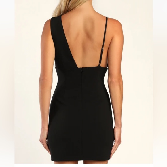Lulus Black Asymmetrical Bodycon Mini Dress - Picture 5 of 7